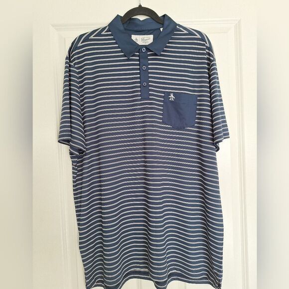 Penguin blue white striped polo size XL/TG - Picture 1 of 7